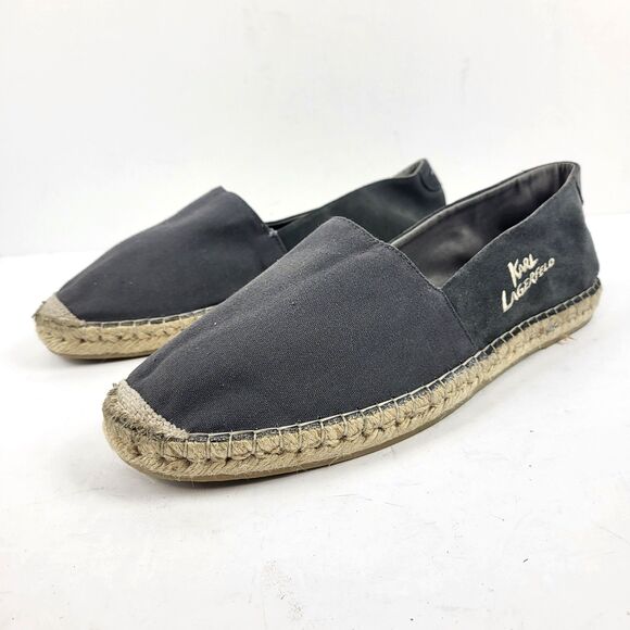 Karl Lagerfeld Espadrilles Women Loafers Slip on canvas suede upper Gray Size 12 - Picture 1 of 10